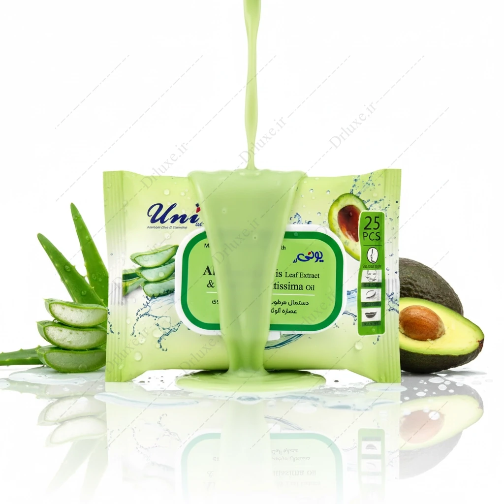 دستمال مرطوب آرایشی یونی‌ لد حاوی عصاره آلوئه ورا و روغن آووکادو 25 عدد